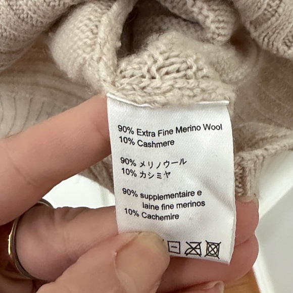 Cozy Beige Turtleneck Sweater merino wool cashmere brown Allan size medium - Picture 4 of 5